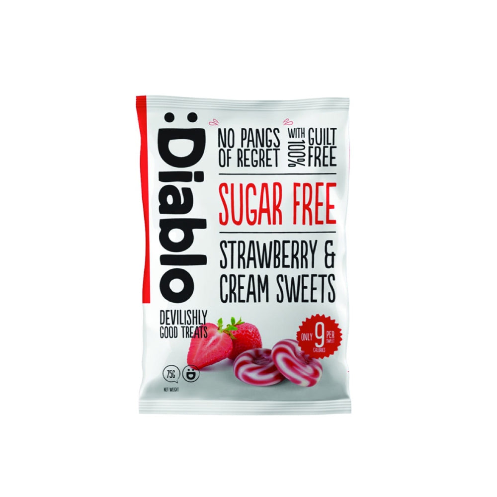 Diablo Strawberry and Cream Sweets Sugar Free 75gm
