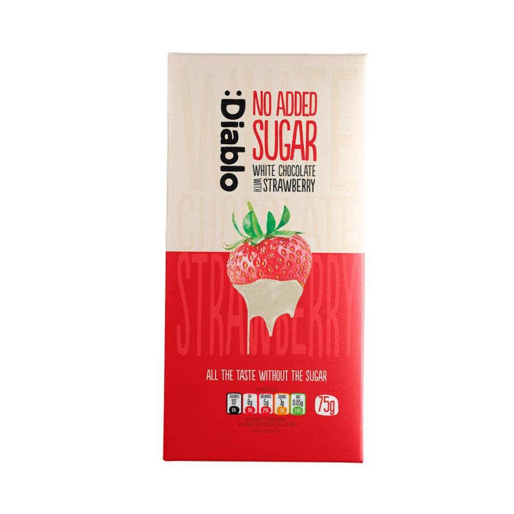 Diablo White Chocolate With Strawberry No Added Sugar 75gm