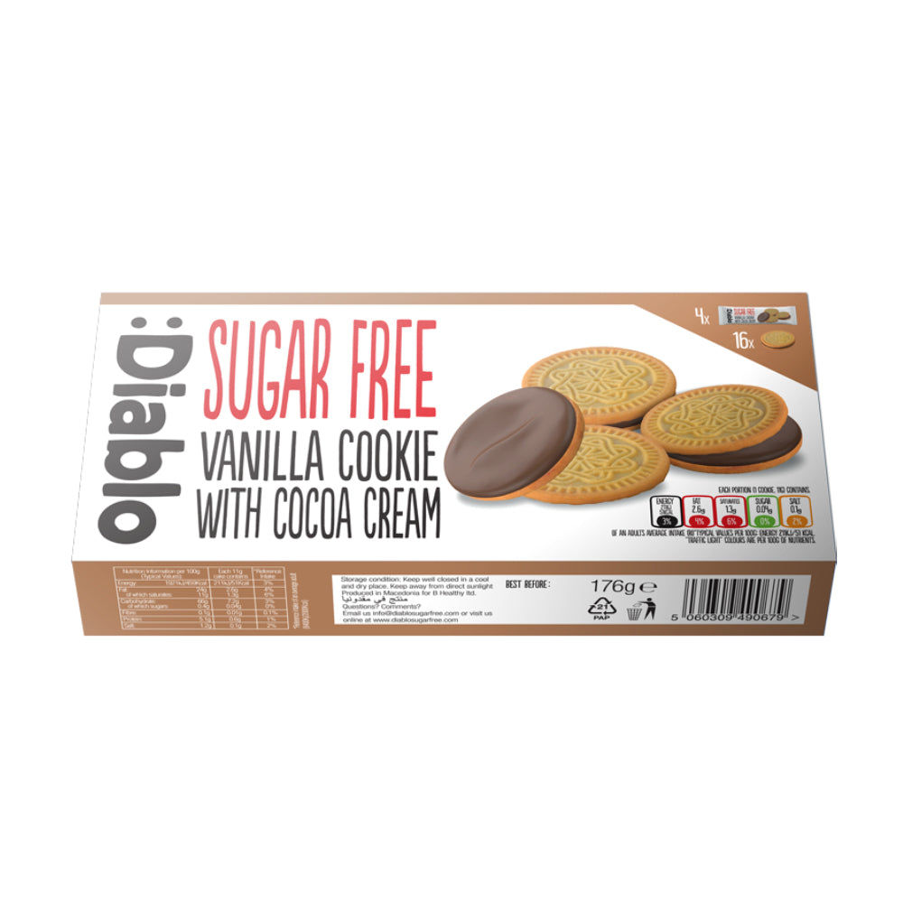 Diablo Vanilla Cookie With Cocoa Cream Sugar Free 176gm
