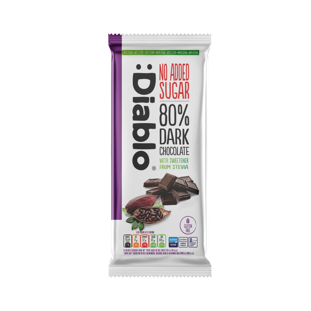 Diablo Dark Chocolate 80% No Added Sugar 75gm