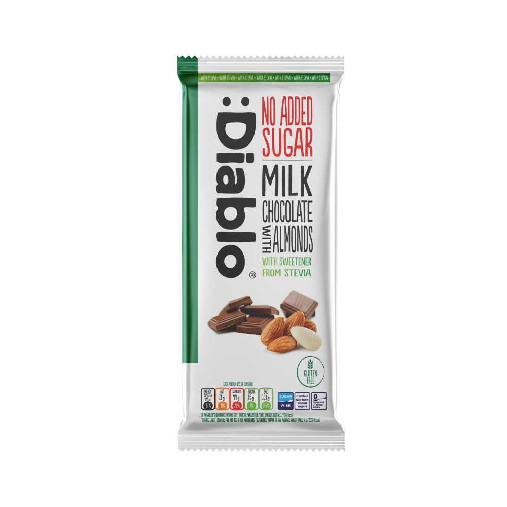 Diablo Milk Chocolate With Almond No Added Sugar 75gm