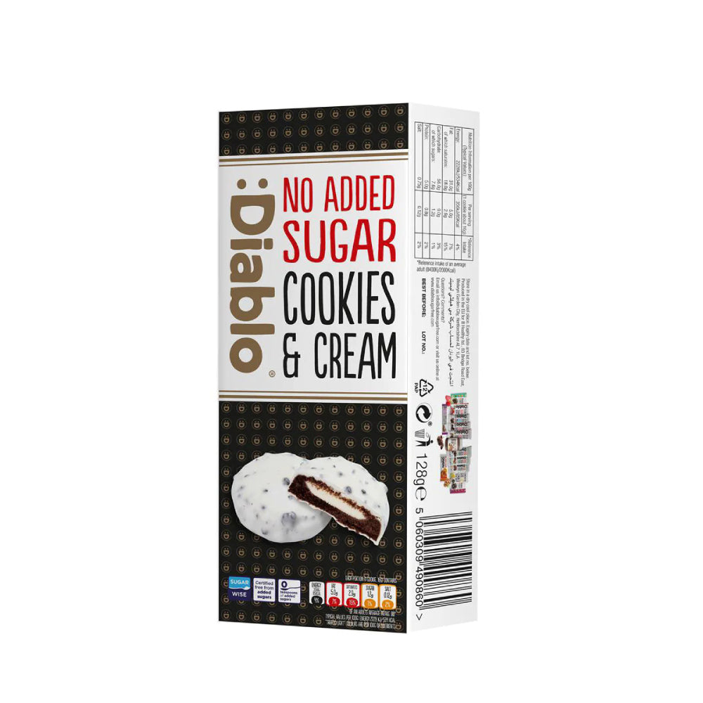 Diablo White Chocolate Cookies and Cream No Added Sugar 128gm