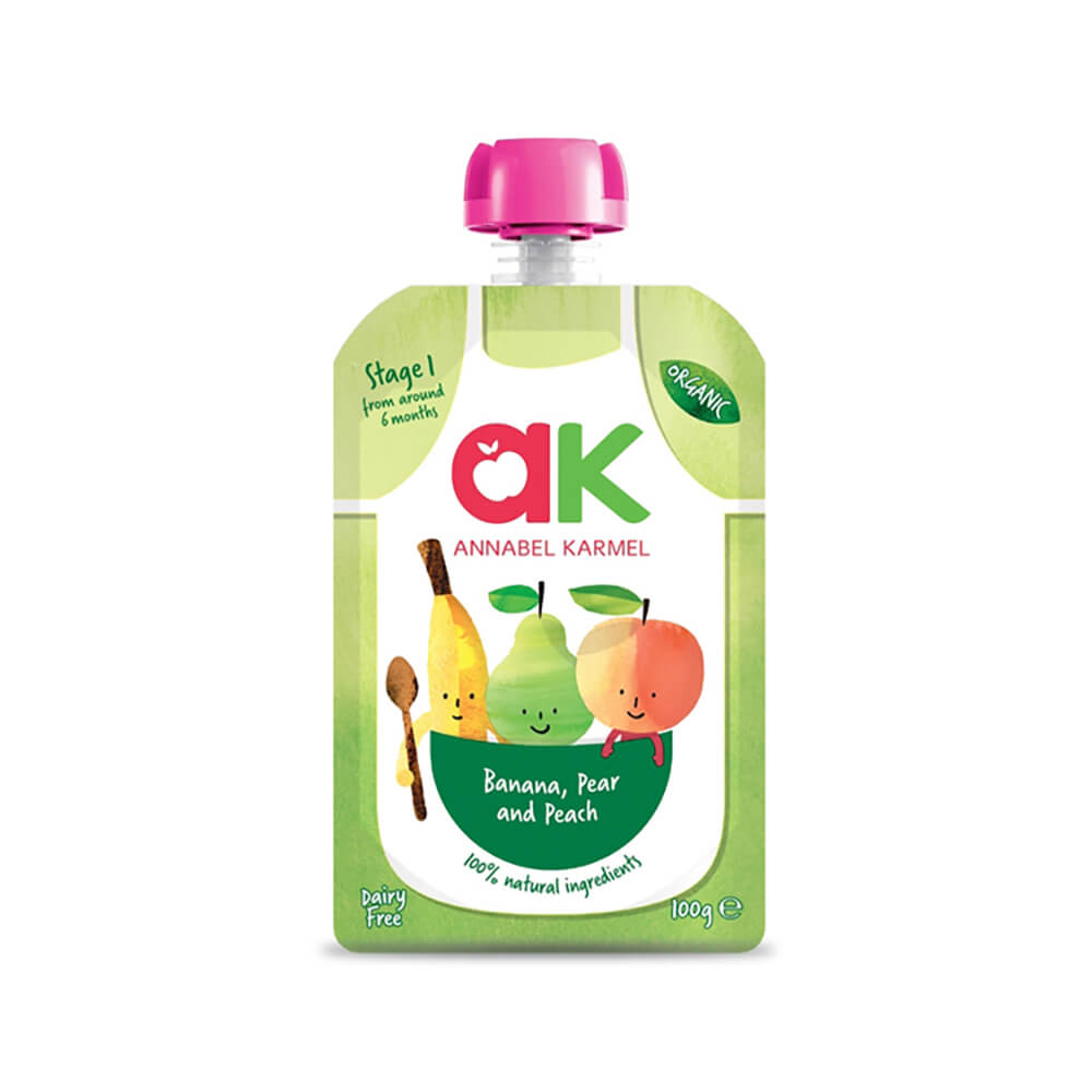AK Org Banana, Pear & Peach Puree 100G