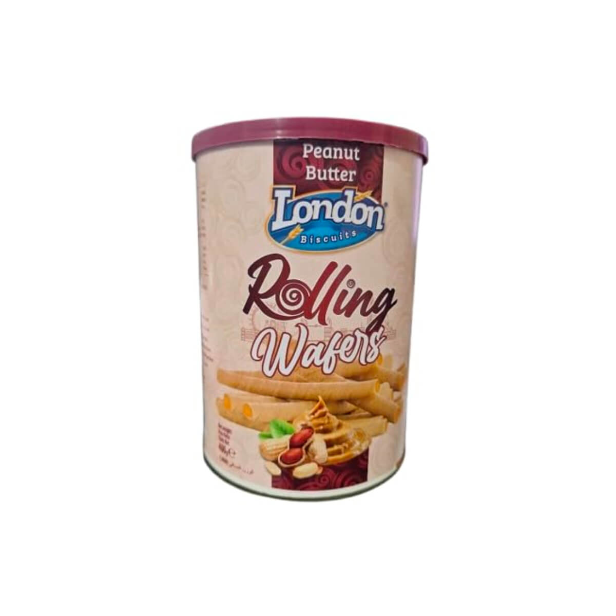 London Biscuits Tin Peanut Butter Rolling Wafers 400g