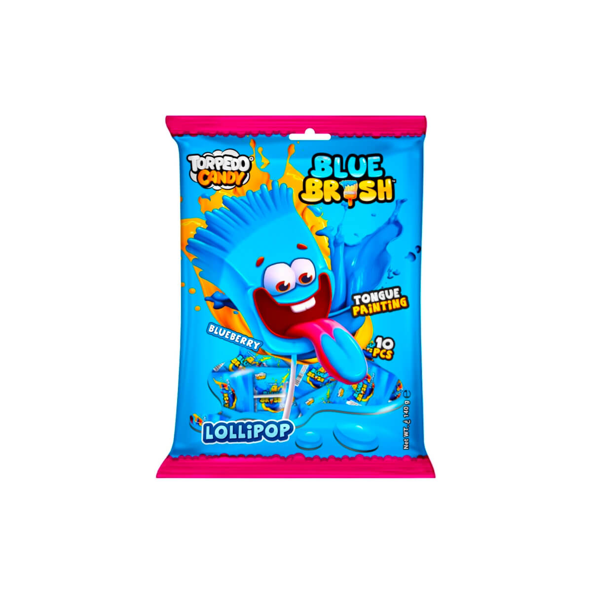 Torpedo Candy Blue Brush Blueberry Lollipop 140g