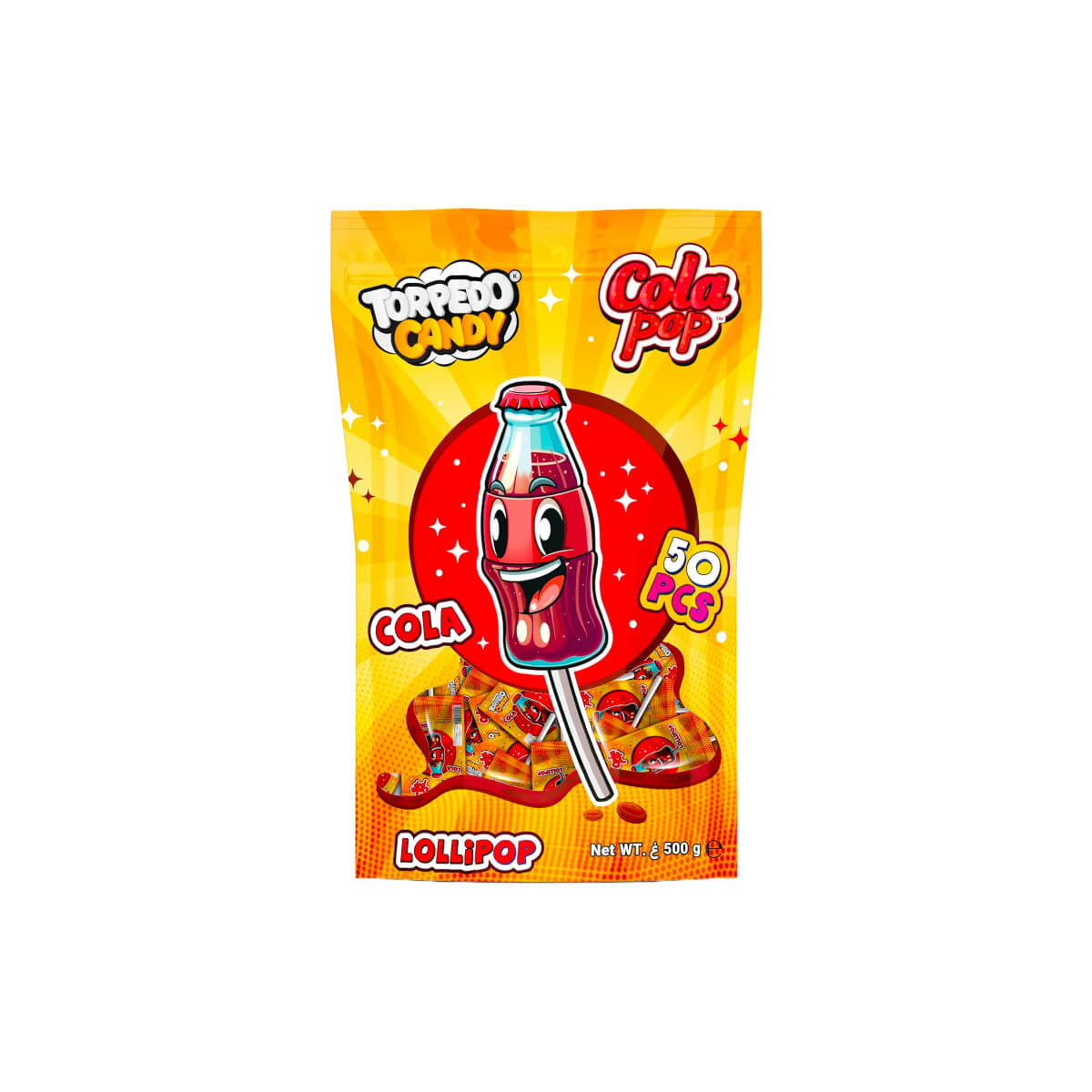 Torpedo Candy Cola Pop Cola Lollipop 100g