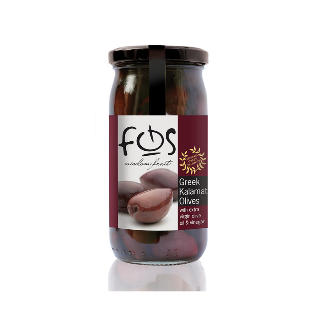 Fos Greek Kalamata Pitted Olives With Extra Virgin Olive Oil & Vinegar 360g
