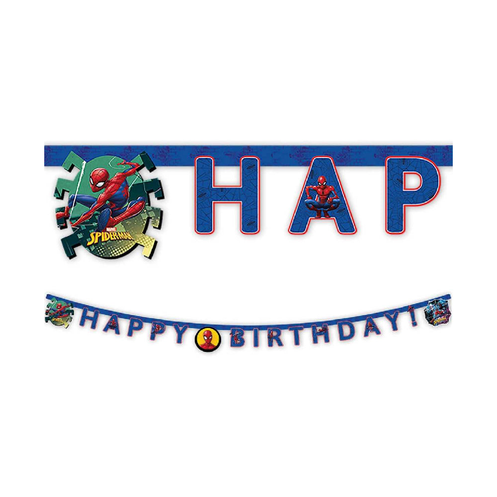 Procos 1 Die-Cut Happy Birthday Banner Spiderman Team Up Marvel