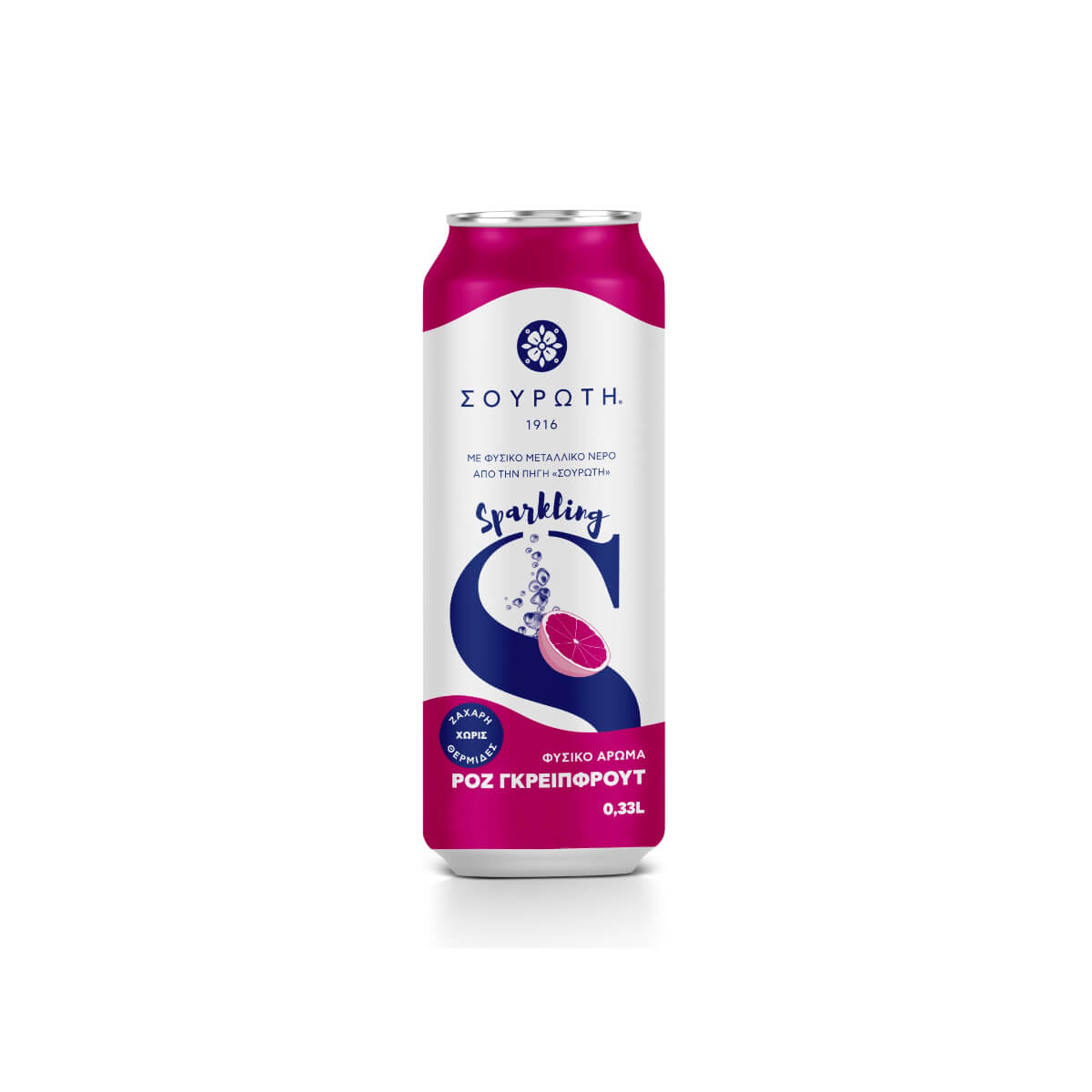 Souroti Pink Grapefruit Sparkling Water 330ml