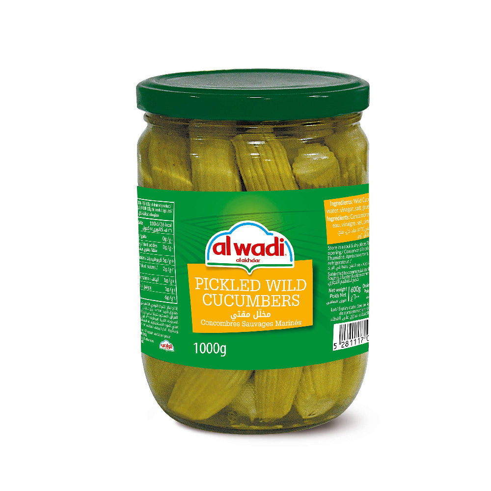 Al Wadi Pickled Wild Cucumbers In Glass Jar 1kg