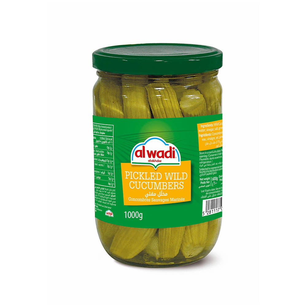 Al Wadi Pickled Wild Cucumbers In Glass Jar 600G