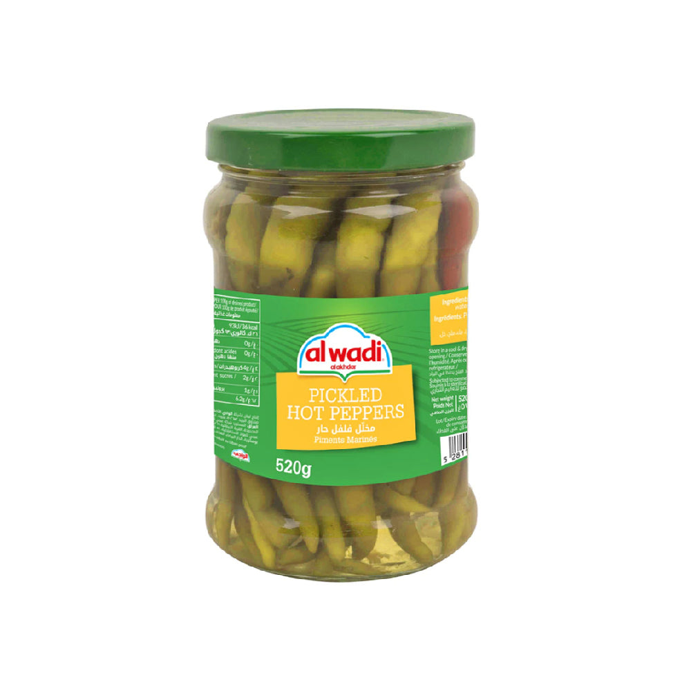 Al Wadi Pickles Hot Peppers In Glass Jar 520G