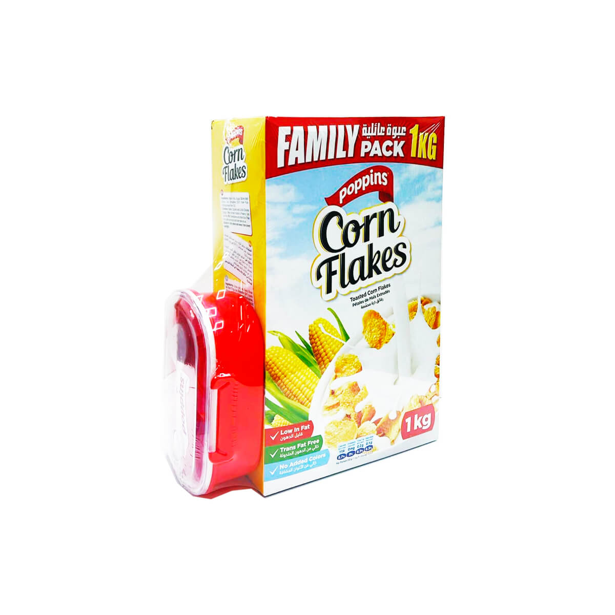 Poppins Corn Flakes Breakfast Cereal 1kg + Free Lunch Box