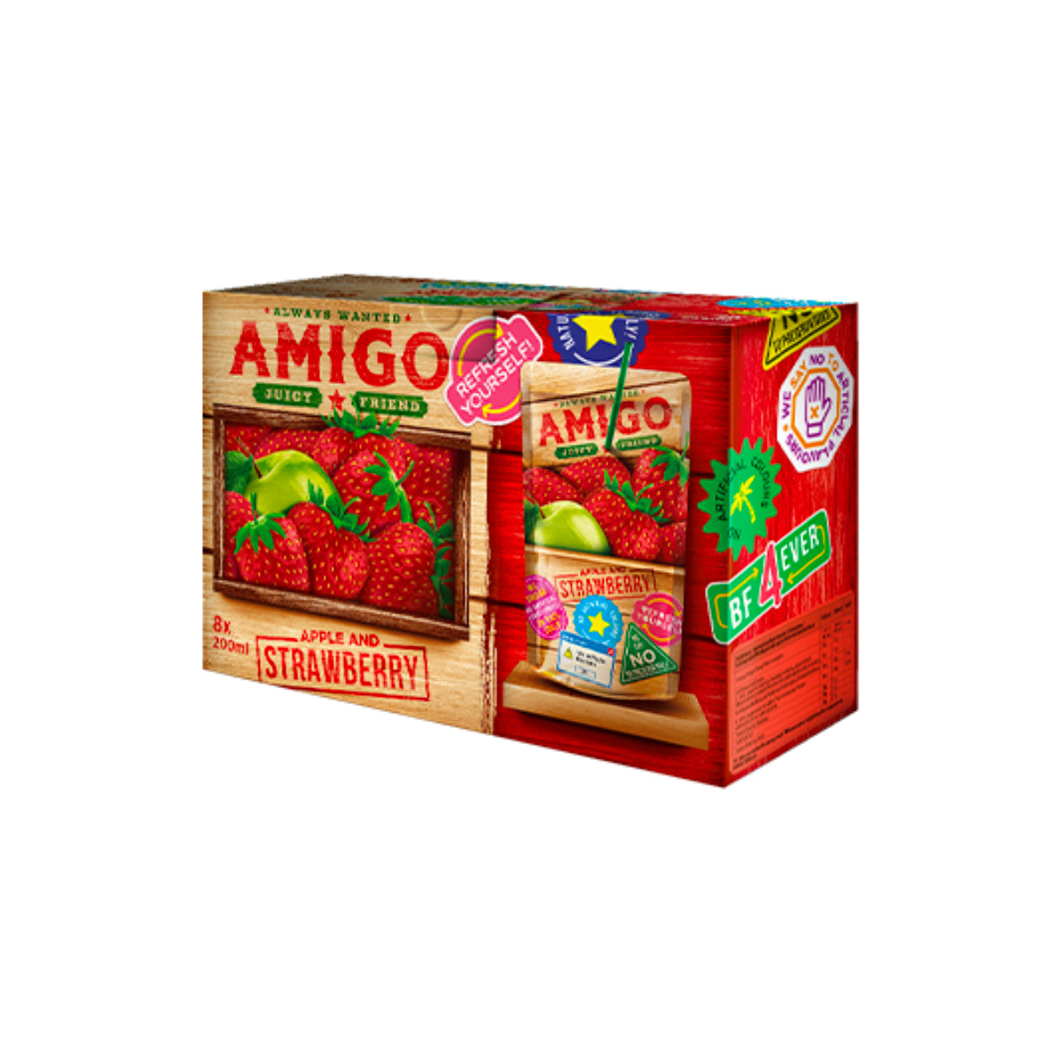 Amigo Apple & Strawberry Juice 8x200ml