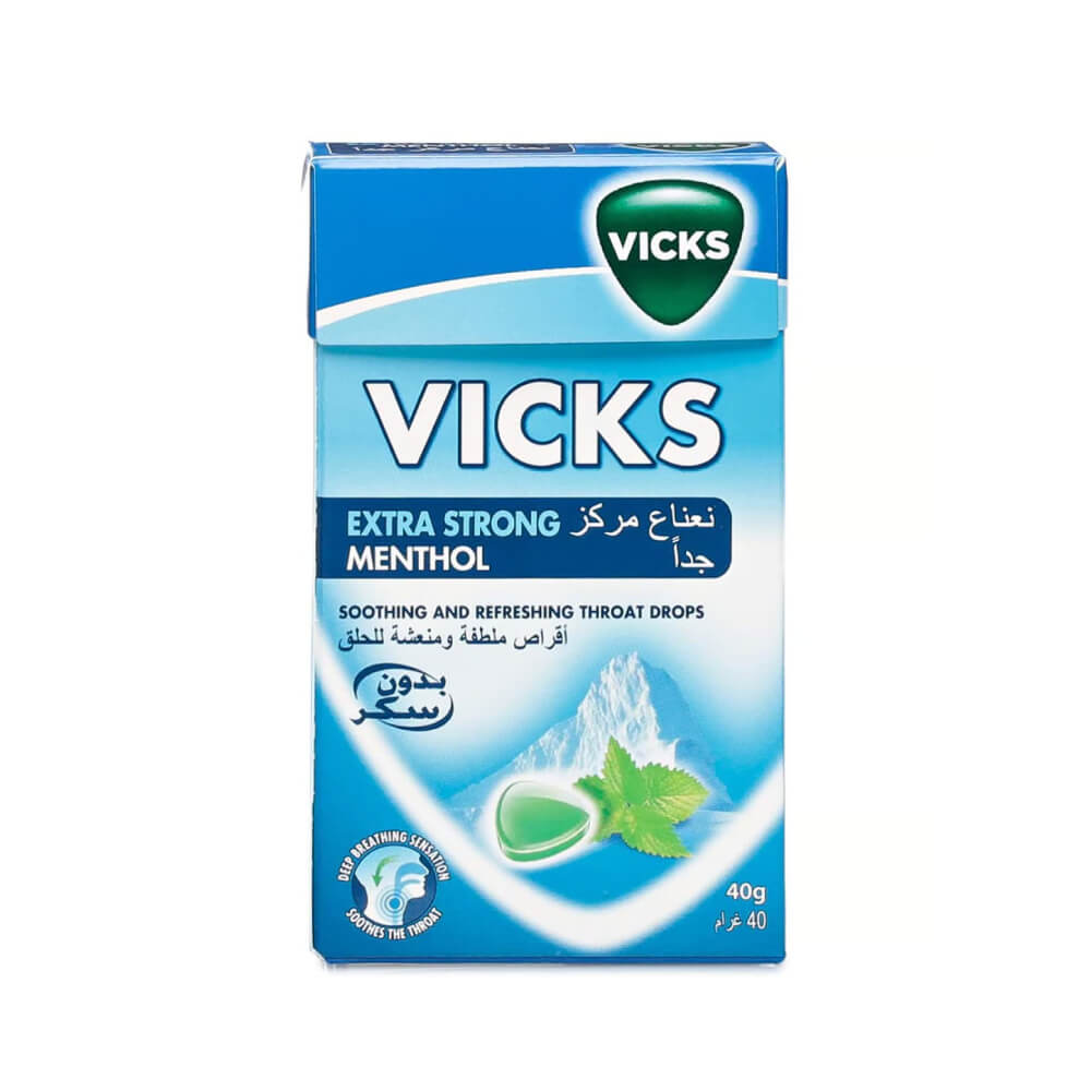 Vicks Extra Strong Menthol Soothing And Refreshing Throat Drops 40g