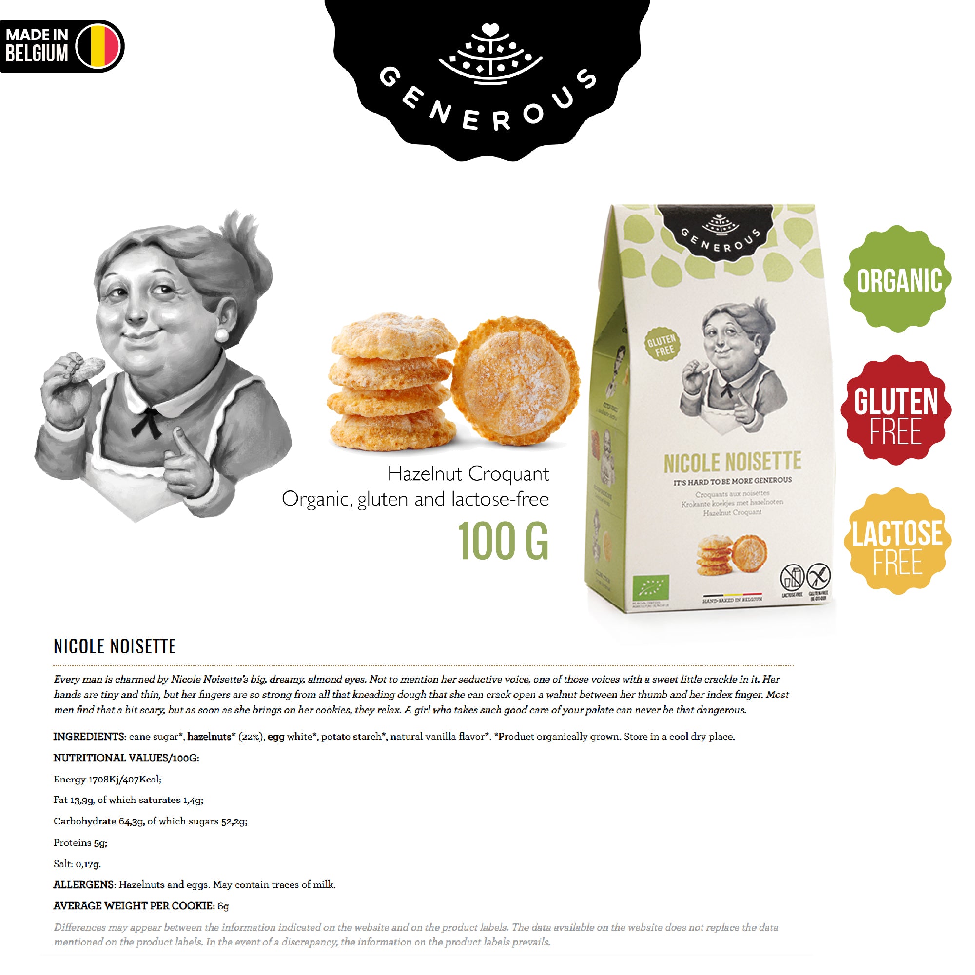 Generous Nicole Noisette Hazelnut Croquant 100g