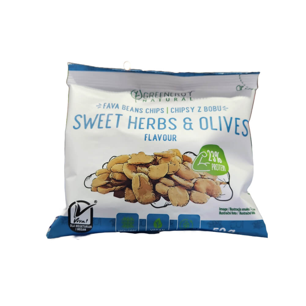 Greenergy Fava Beans Chips Sweet Herbs & Olives 50gm