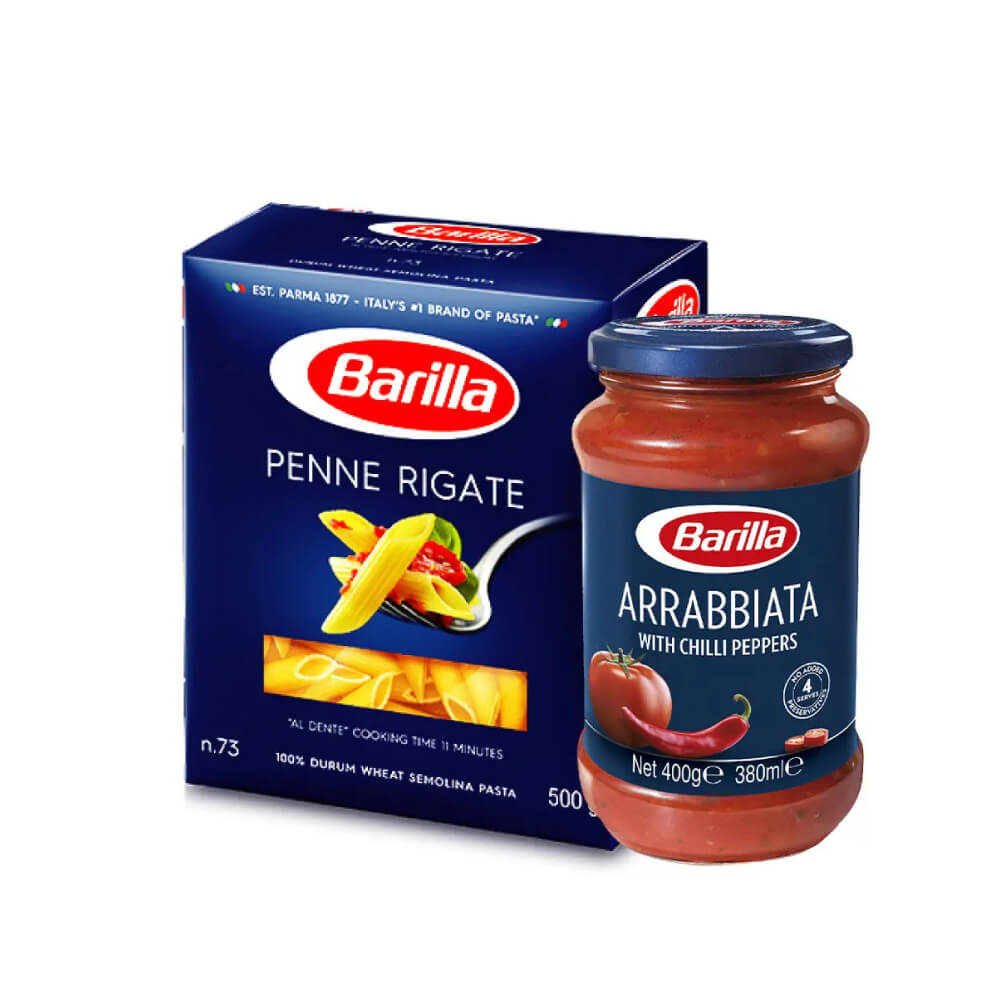 Barilla Penne Rigate 500gm + Arabiatta 400gm