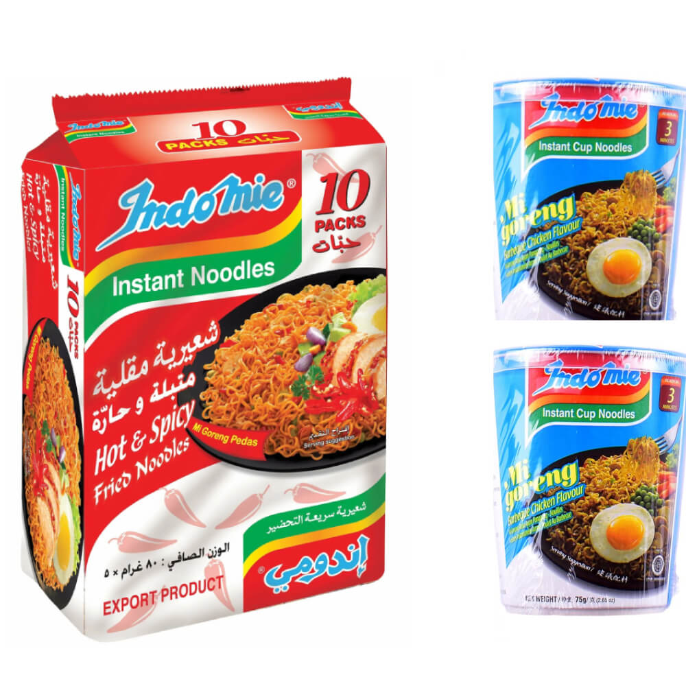Indomie Hot & Spicy + Mixed Fried Cups (10+2)