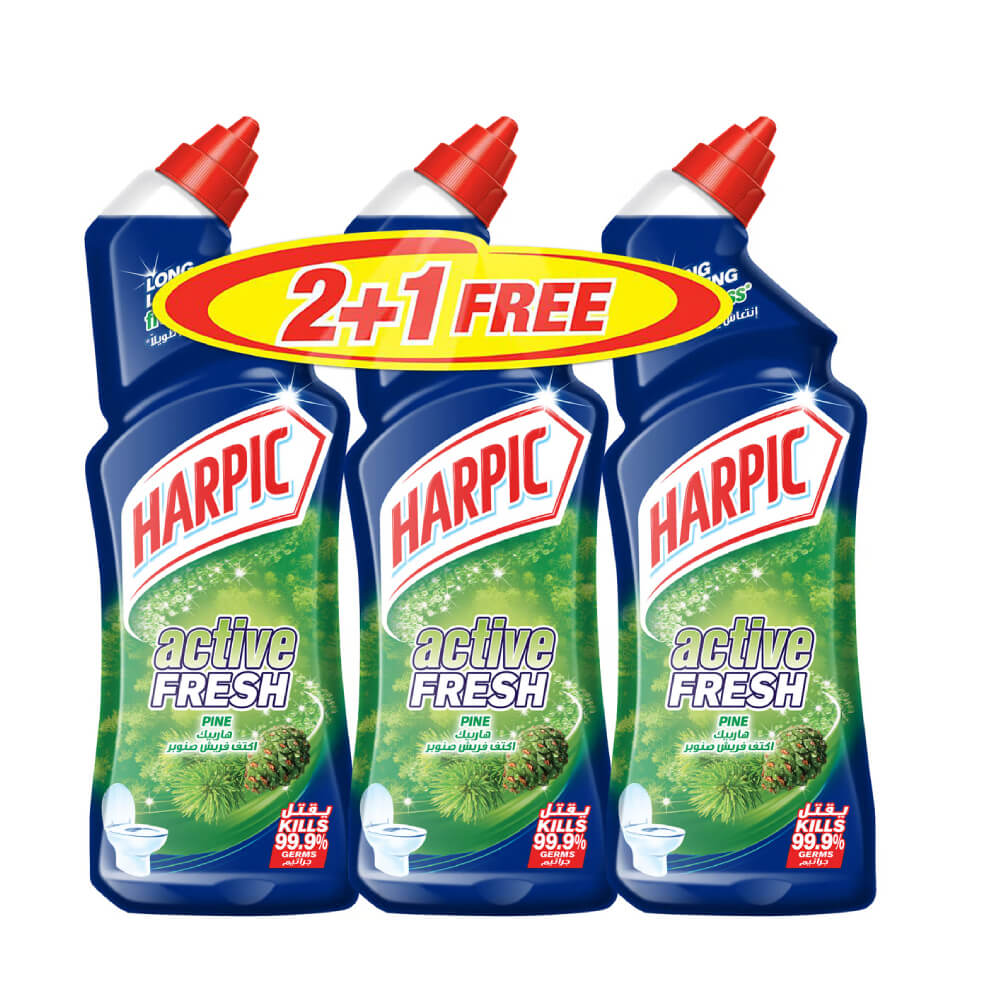 Harpic Liquid Pine Toilet Cleaner 750ml 2+1 Free