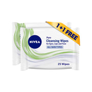 Nivea Face 3IN1 Pure Cleansing Wipes 25s 1+1 FREE