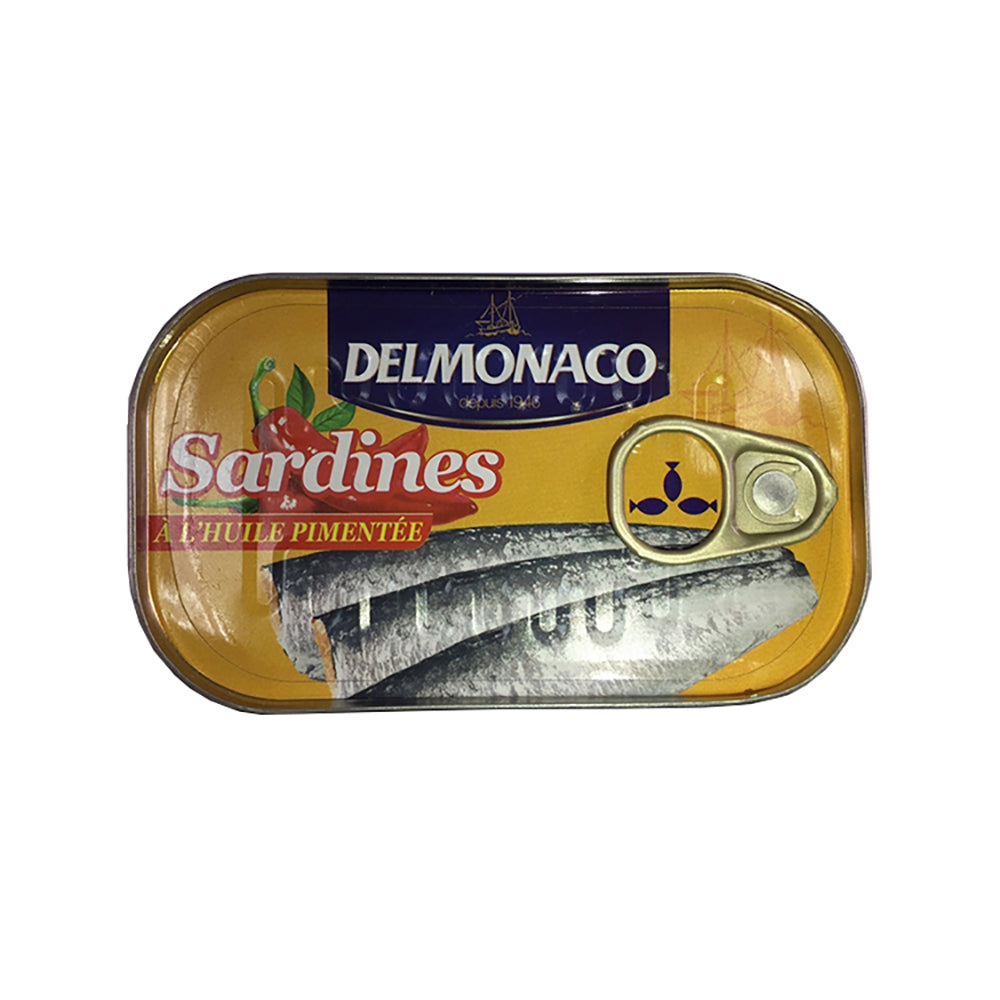 Delmonaco Sardines in Veg.Oil with C.Pepper 125G
