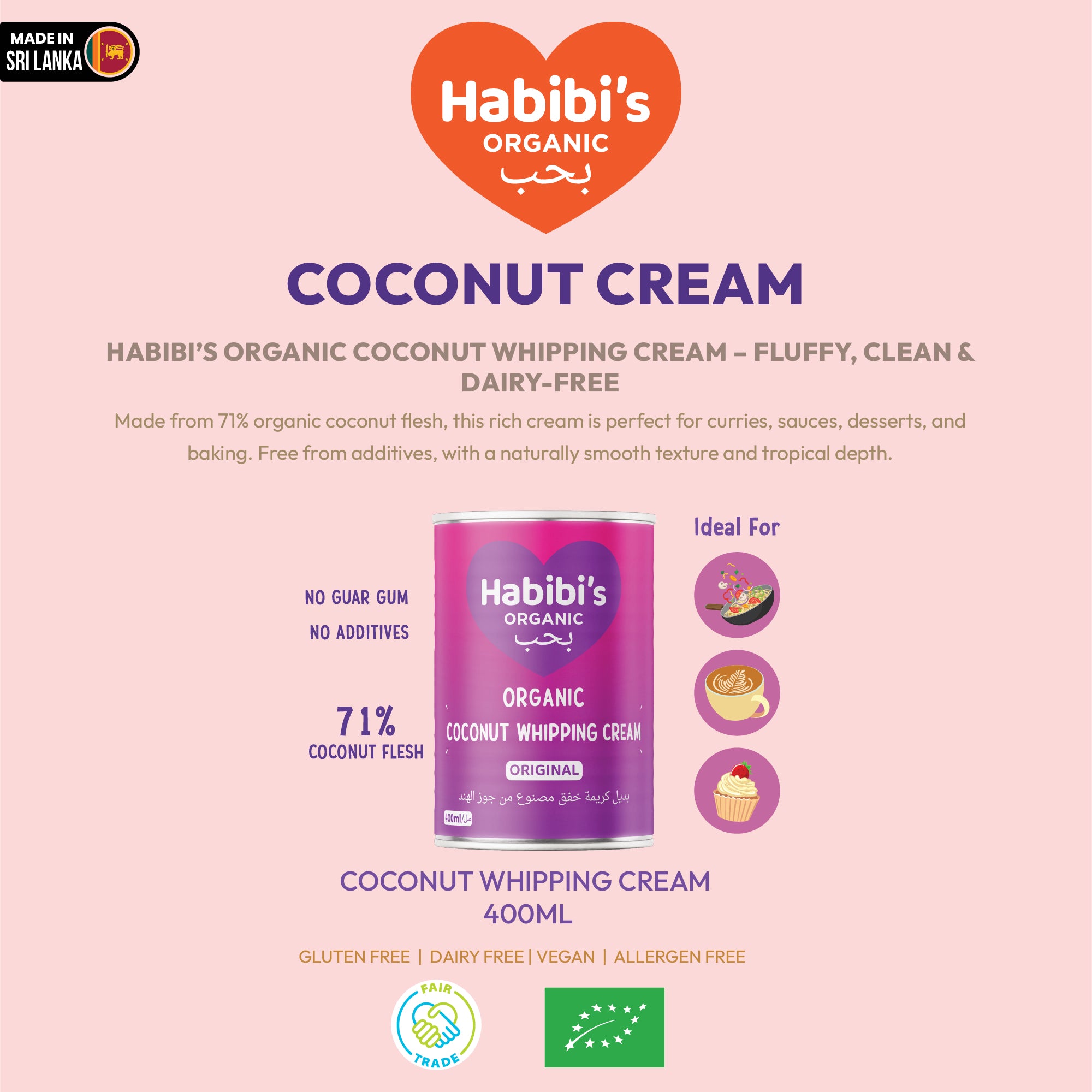 Habibi's Organic Coconut  Whipping Cream 400ml