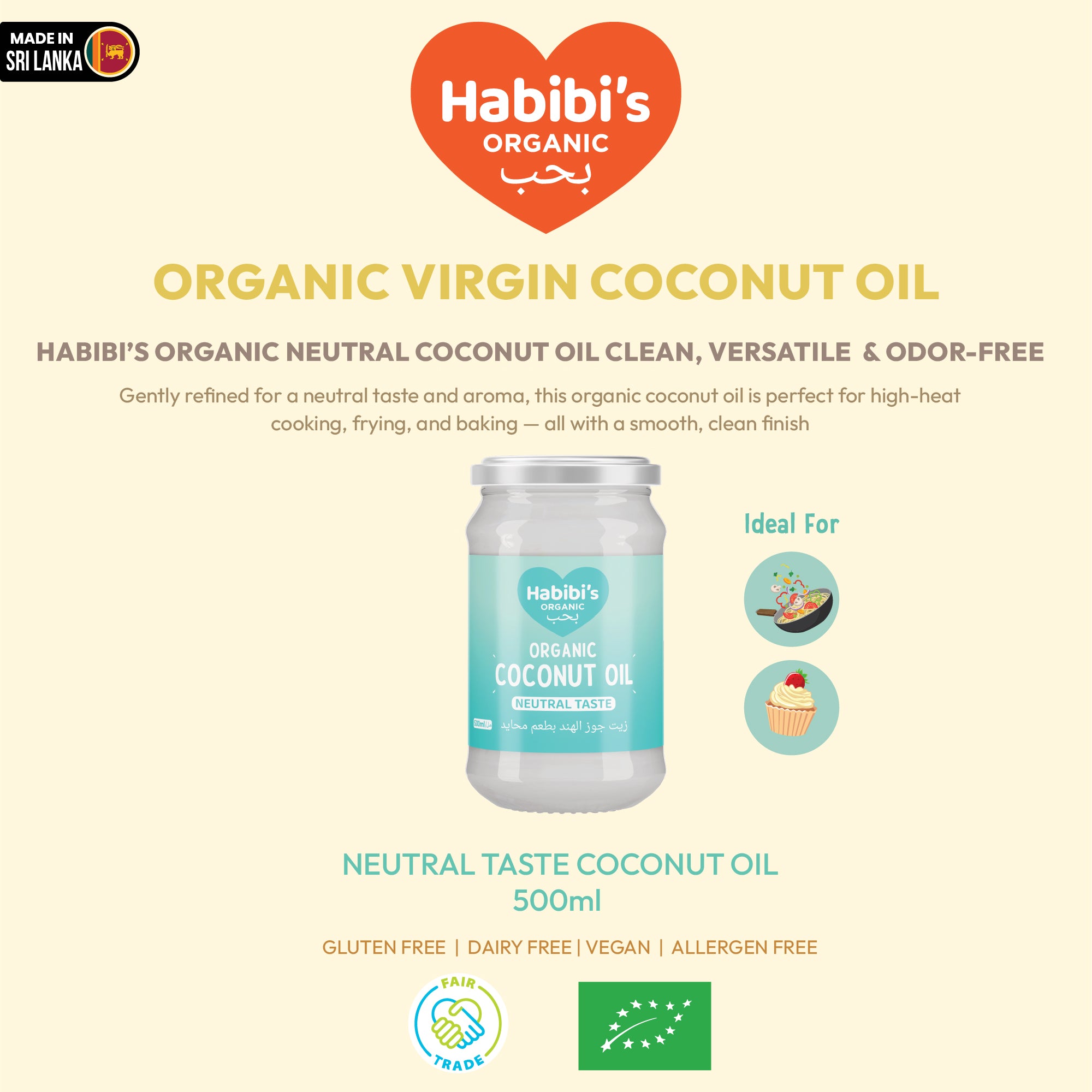 Habibi's Organic Neutral Taste Coconut Oil 500ml
