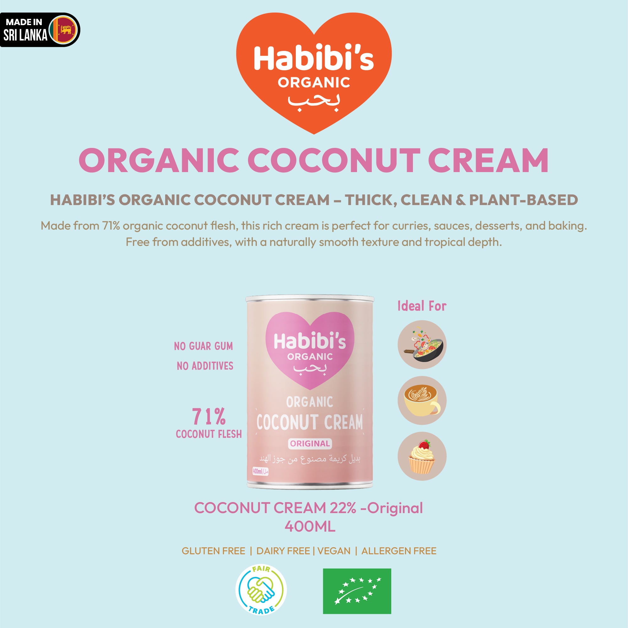 Habibi's Organic Coconut  Cream 400ml