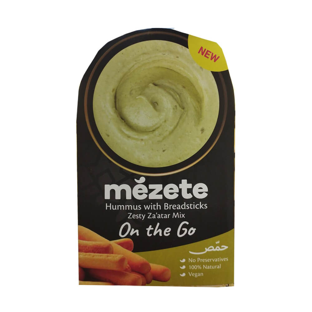 Mezete Dip Hummus With Bread Sticks Zesty Zaatar 92gm