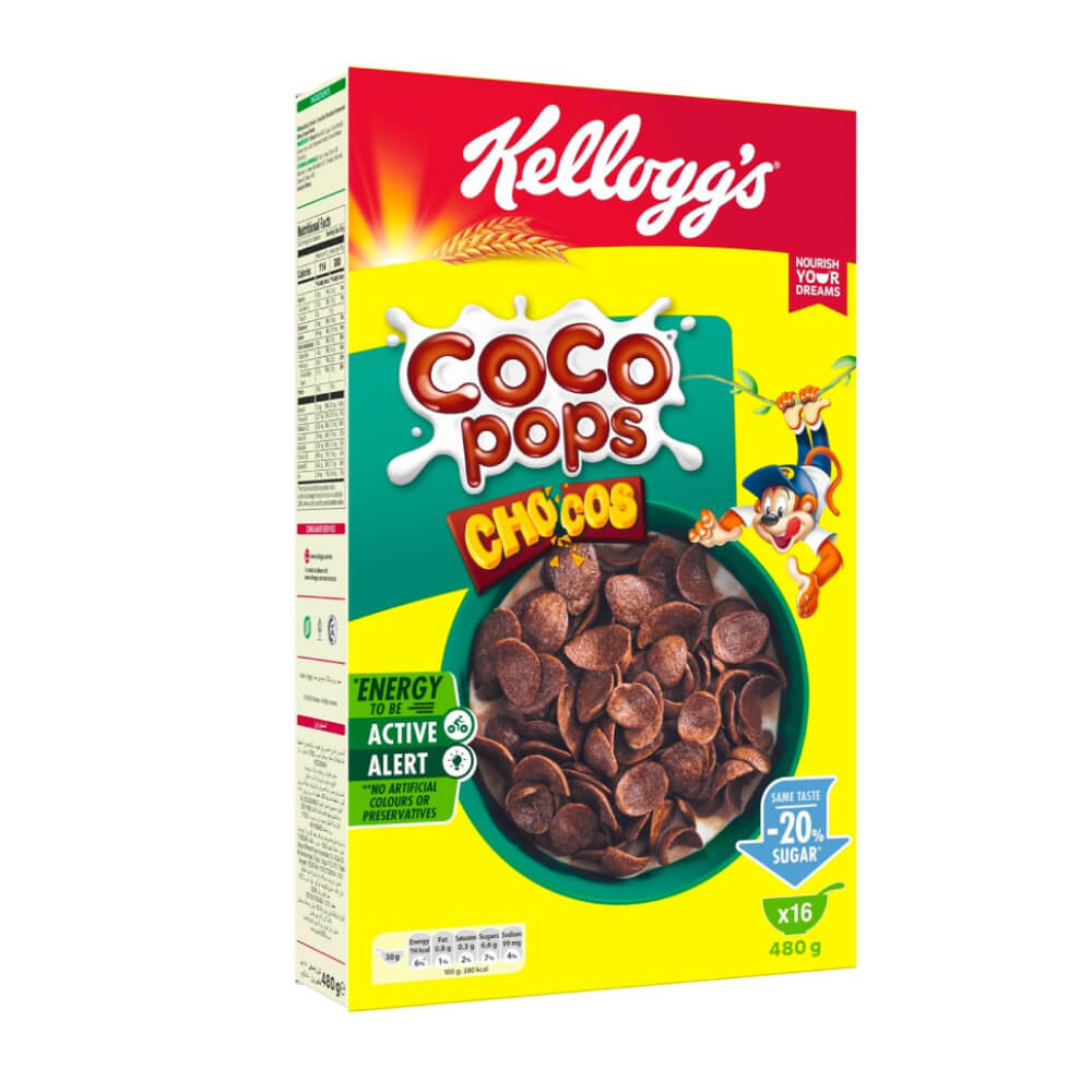 Kellogg's Chocos Coco Pops Breakfast Corn Flakes 480g