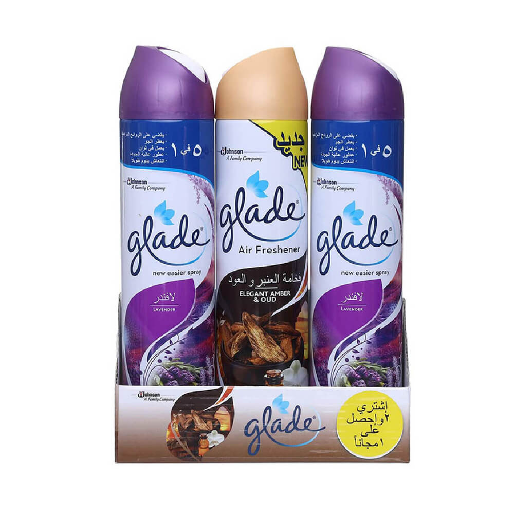 Glade 2 Lavender +1 Elegant Amber Oud Air Freshener 300ml 2+1 Free