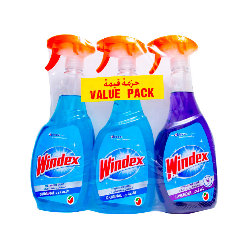 Windex Glass Cleaner 2 Original + 1 Lavender Free 750ml