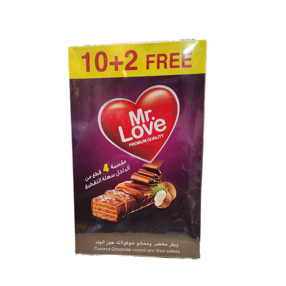 Mr.Love Coconut Chocolate Coated and filled With Wafers 10+2 Free 20gm