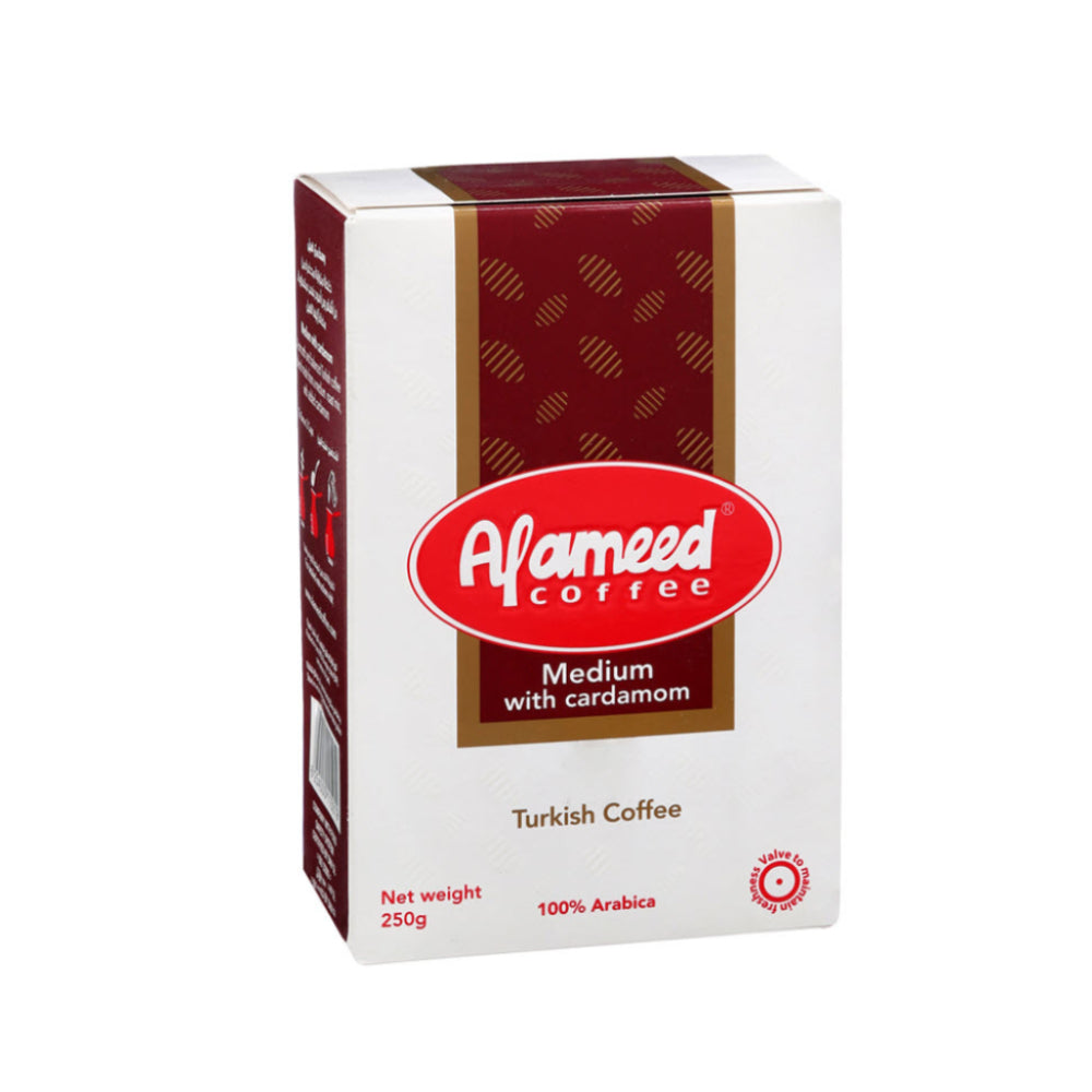Alameed Medium Turkish Coffee With Cardamom 250gm