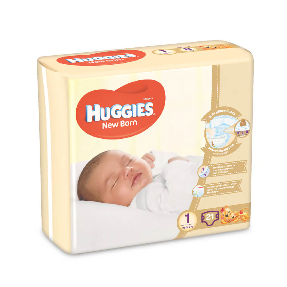 Huggies New Born Size 1 Diapers Carry Up to 5kg 21pcs