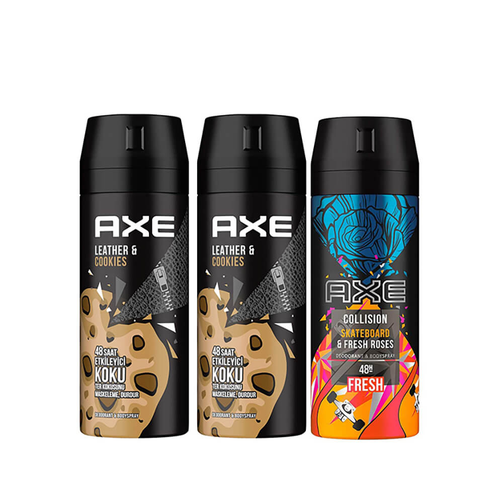 Axe Deo Body Spray Leather&Cookie+FrshRose 150mlx3
