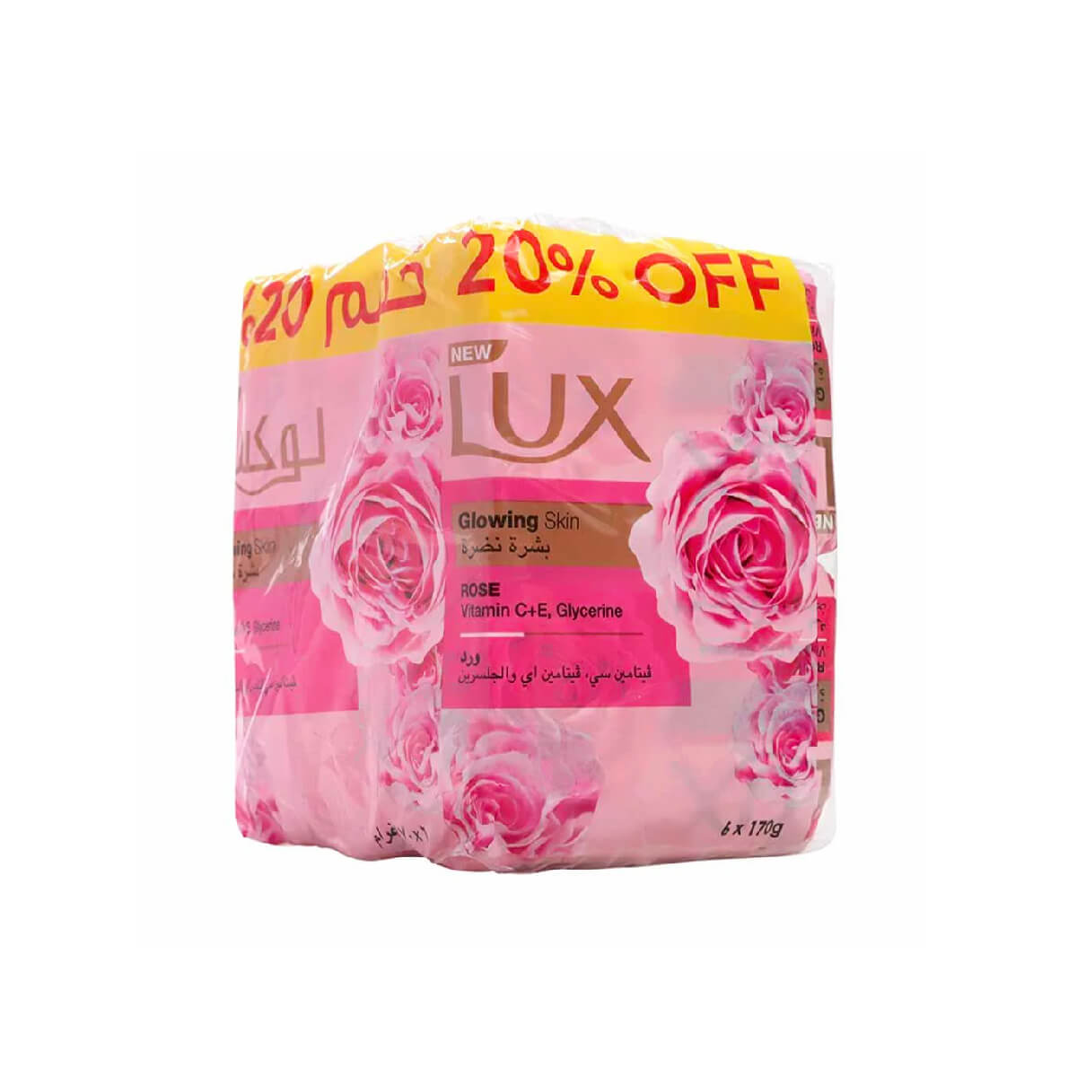 Lux Glowing Skin Soap, Soap Set with Rose Fragrance- 6X170gms