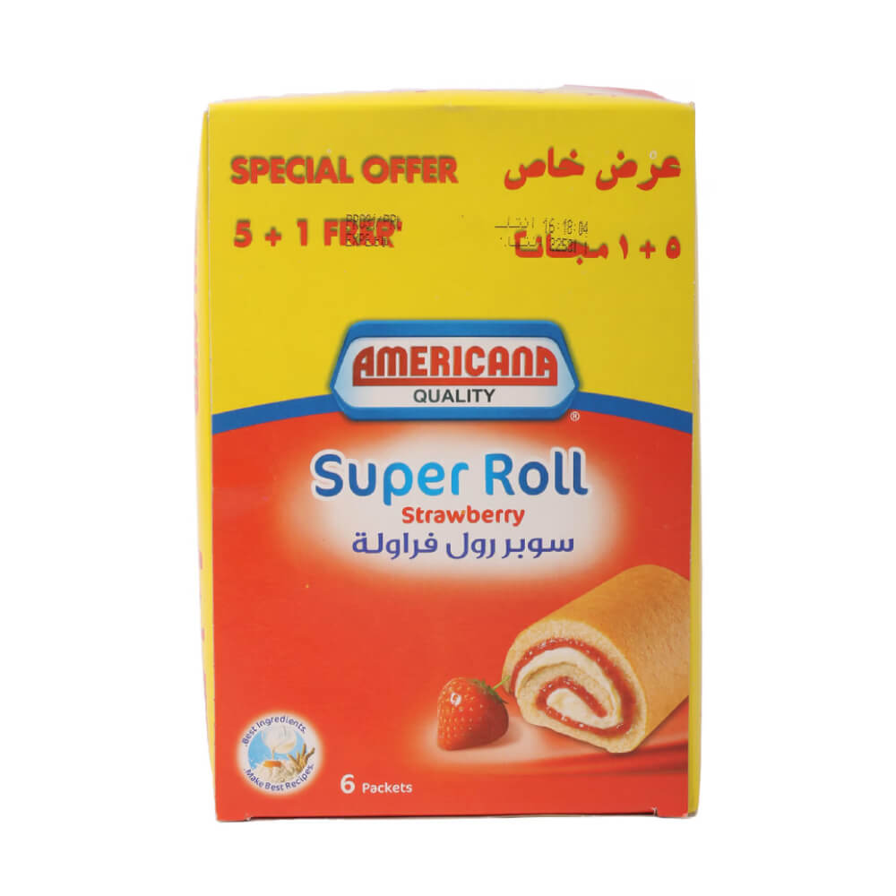 Americana Super Roll Strawberry Cakes 60gm 5+1 Free