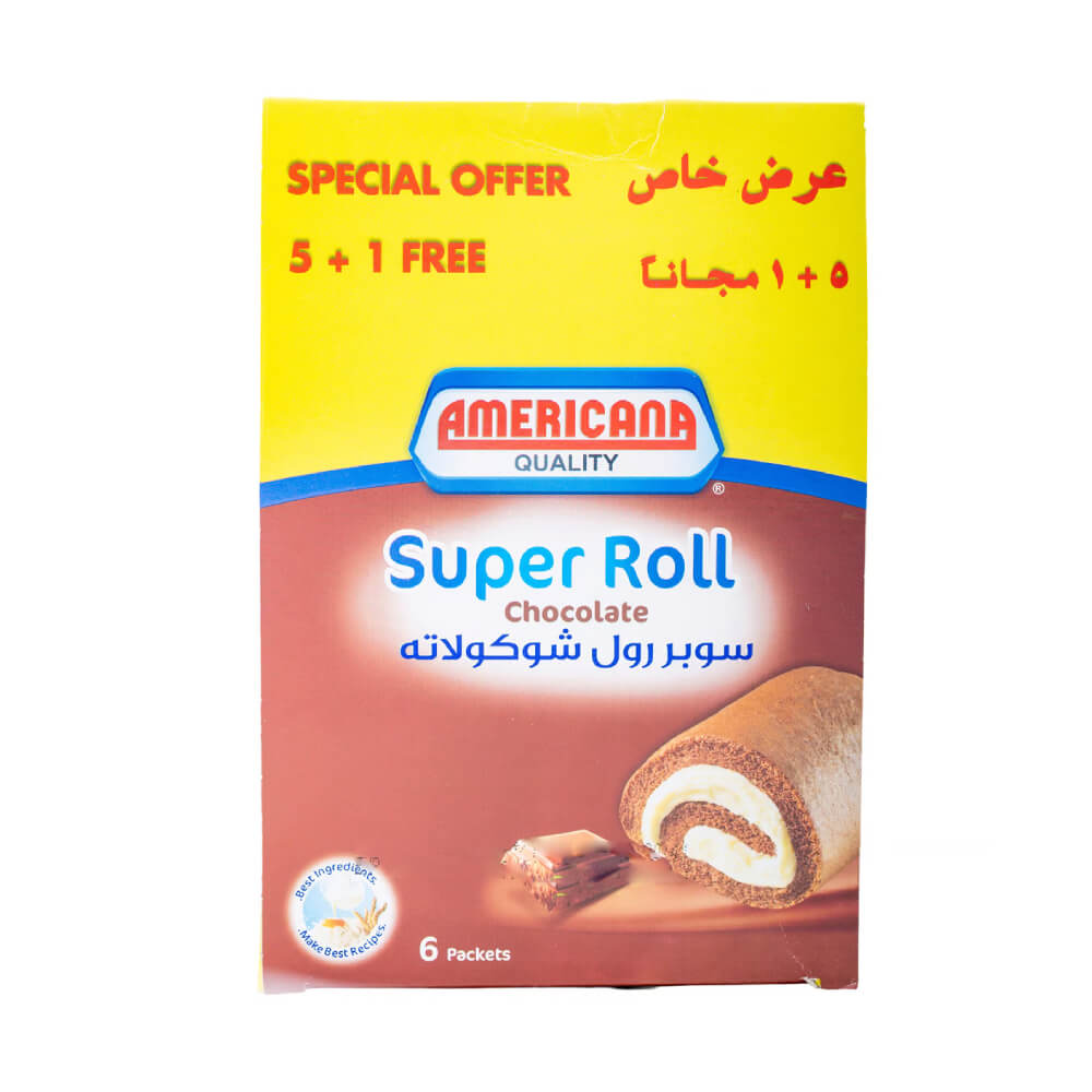 Americana Super Roll Chocolate Cakes 60gm 5+1 Free