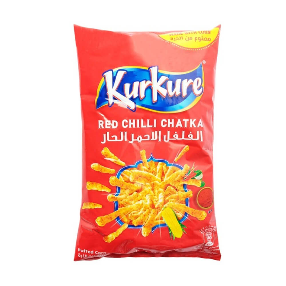 Kurkure Red Chilli Chatka Puffed Corn Snacks 21x16g