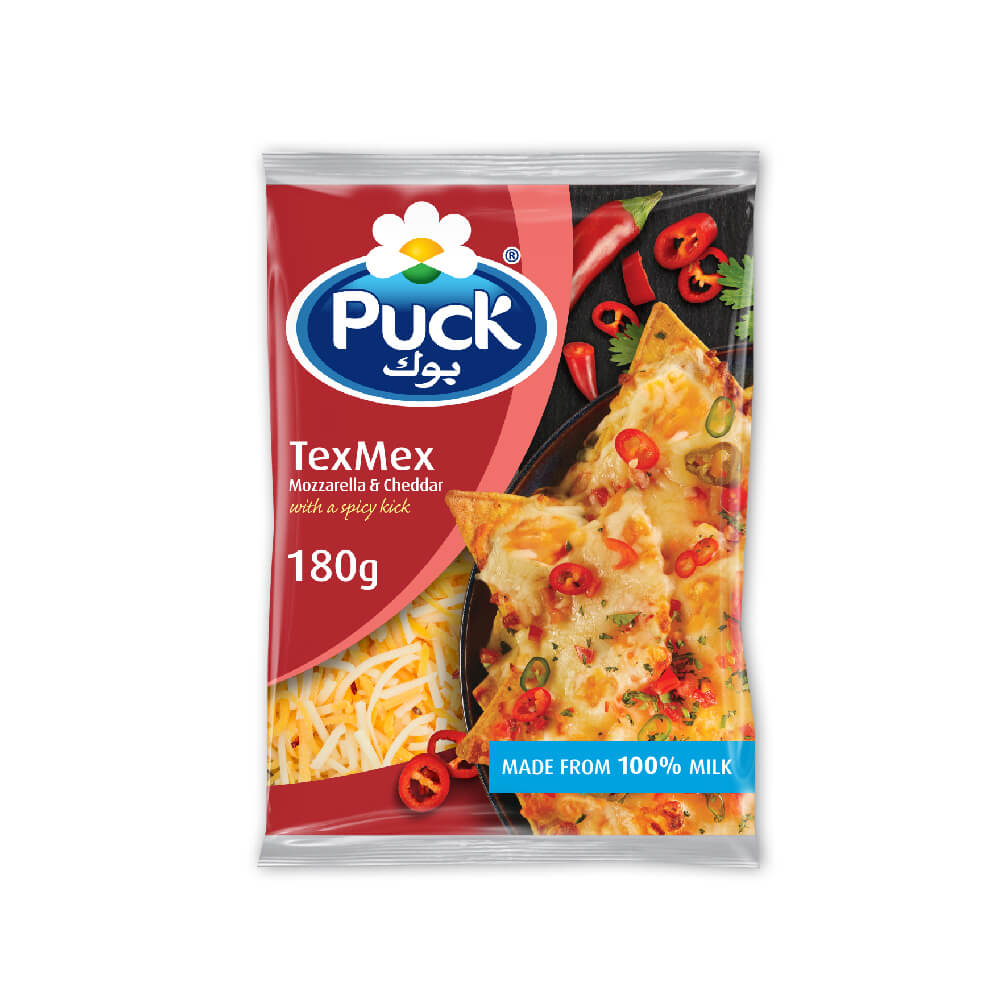 Puck Mozzarella and Cheddar Shredded Cheese Mix 180gm