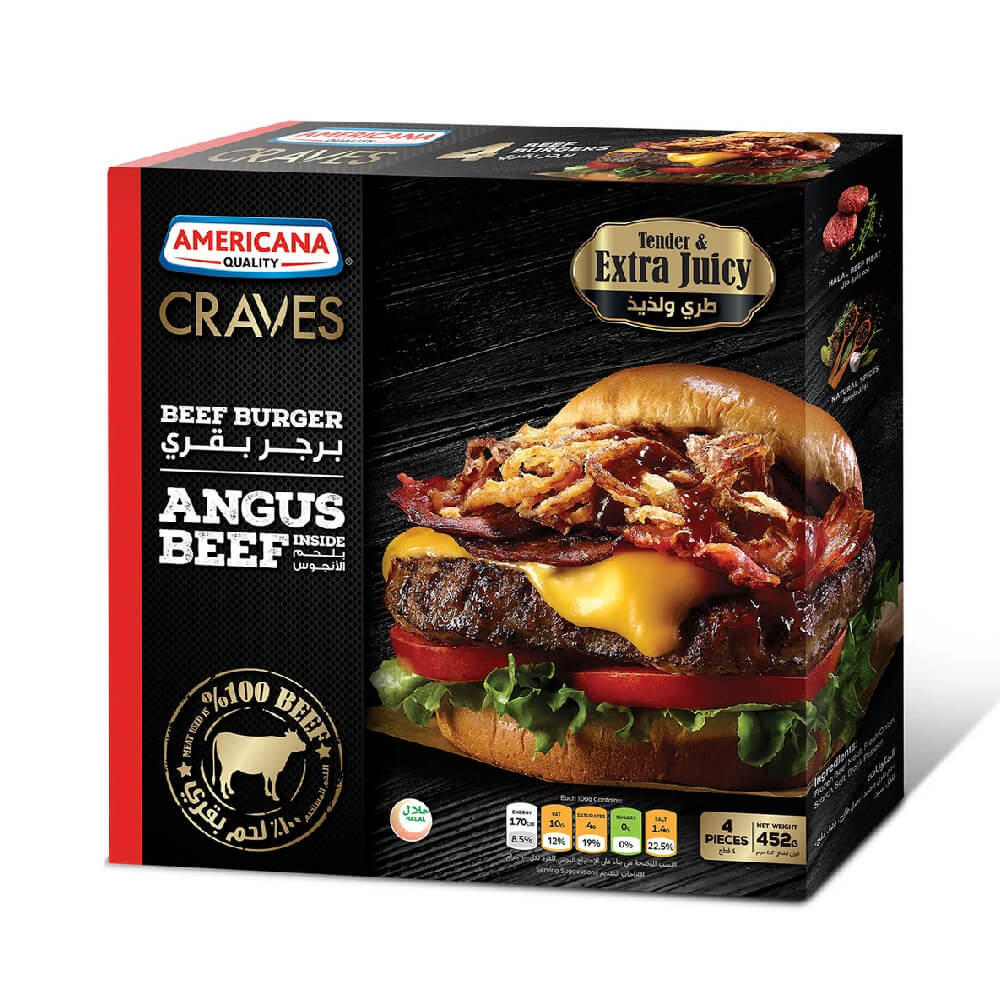 Americana Craves Prm Angus Beef Burger 452gm