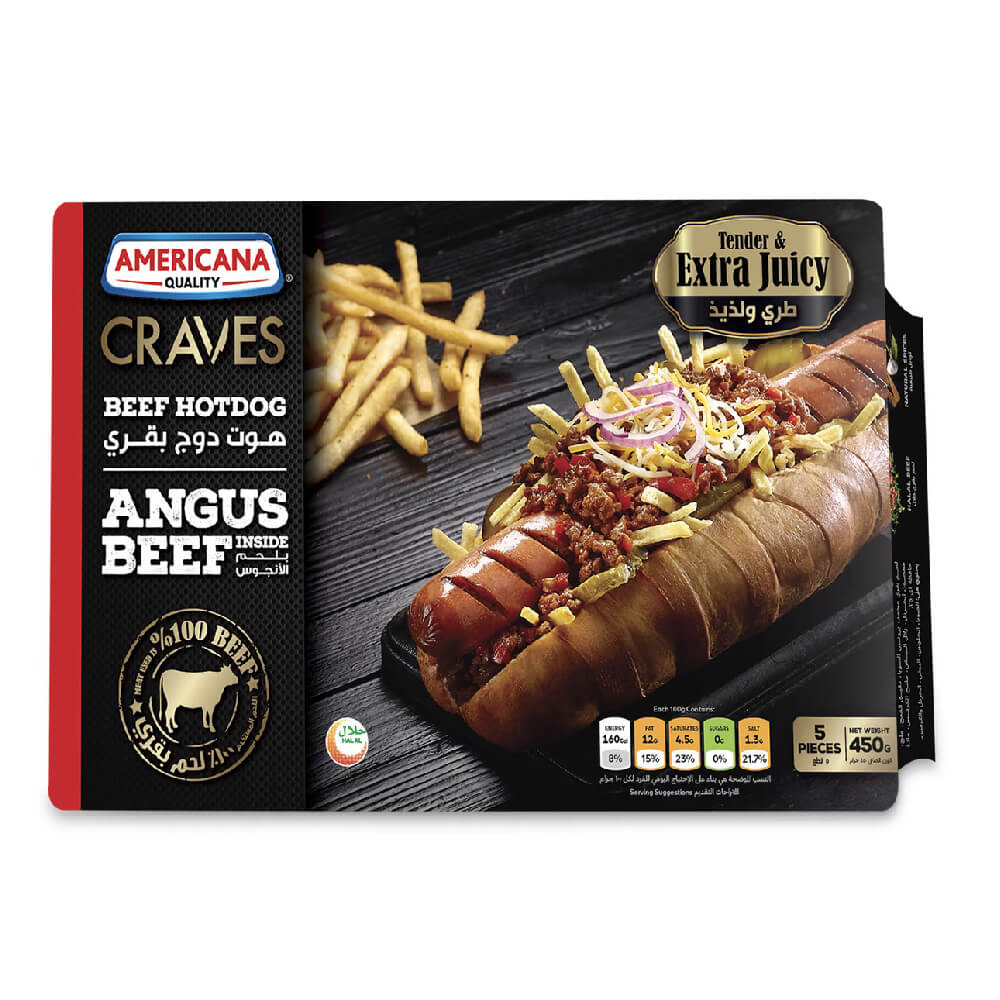 Americana Craves Premium Beef Hotdog 450gm