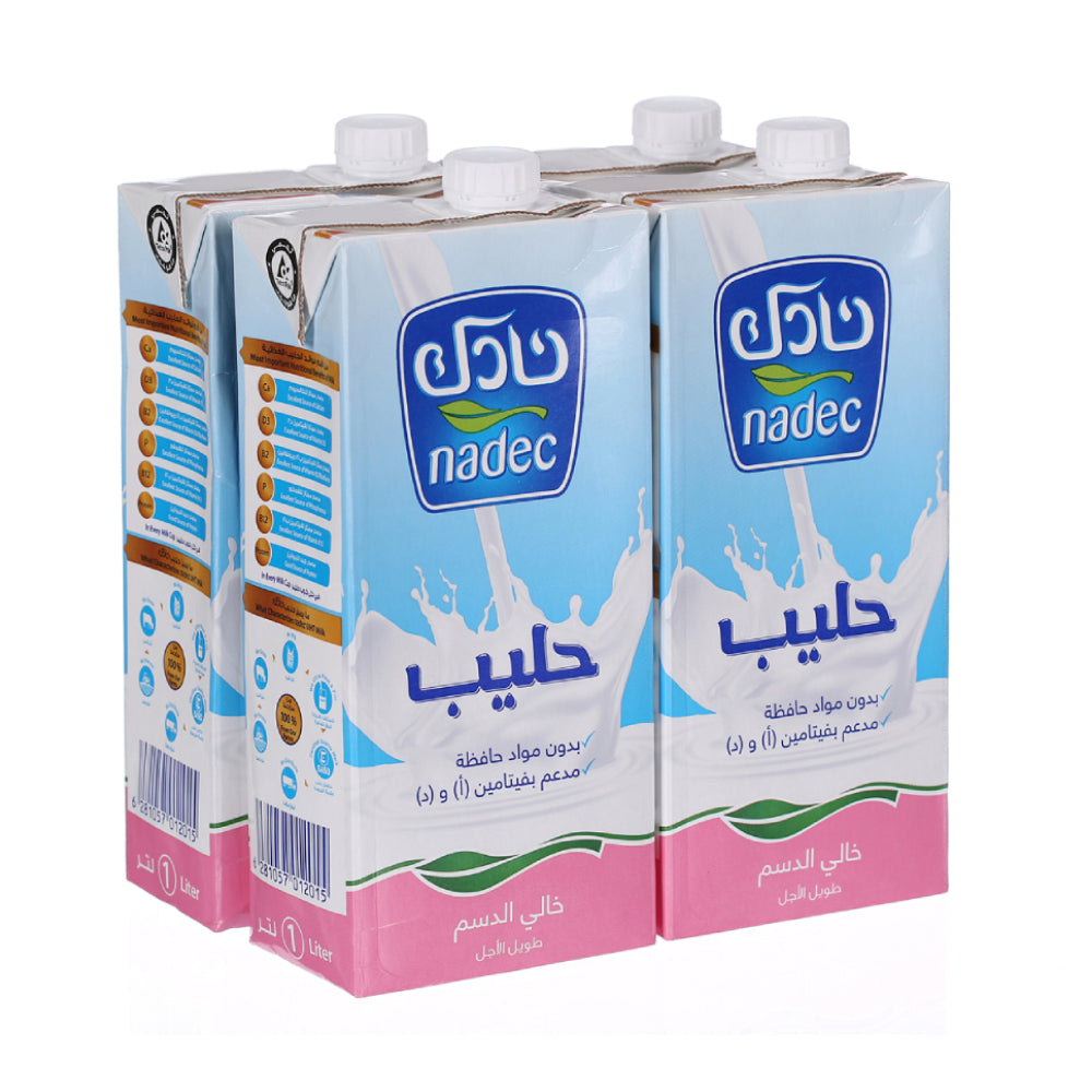 Nadec Skimmed Long Life Milk 4x1L