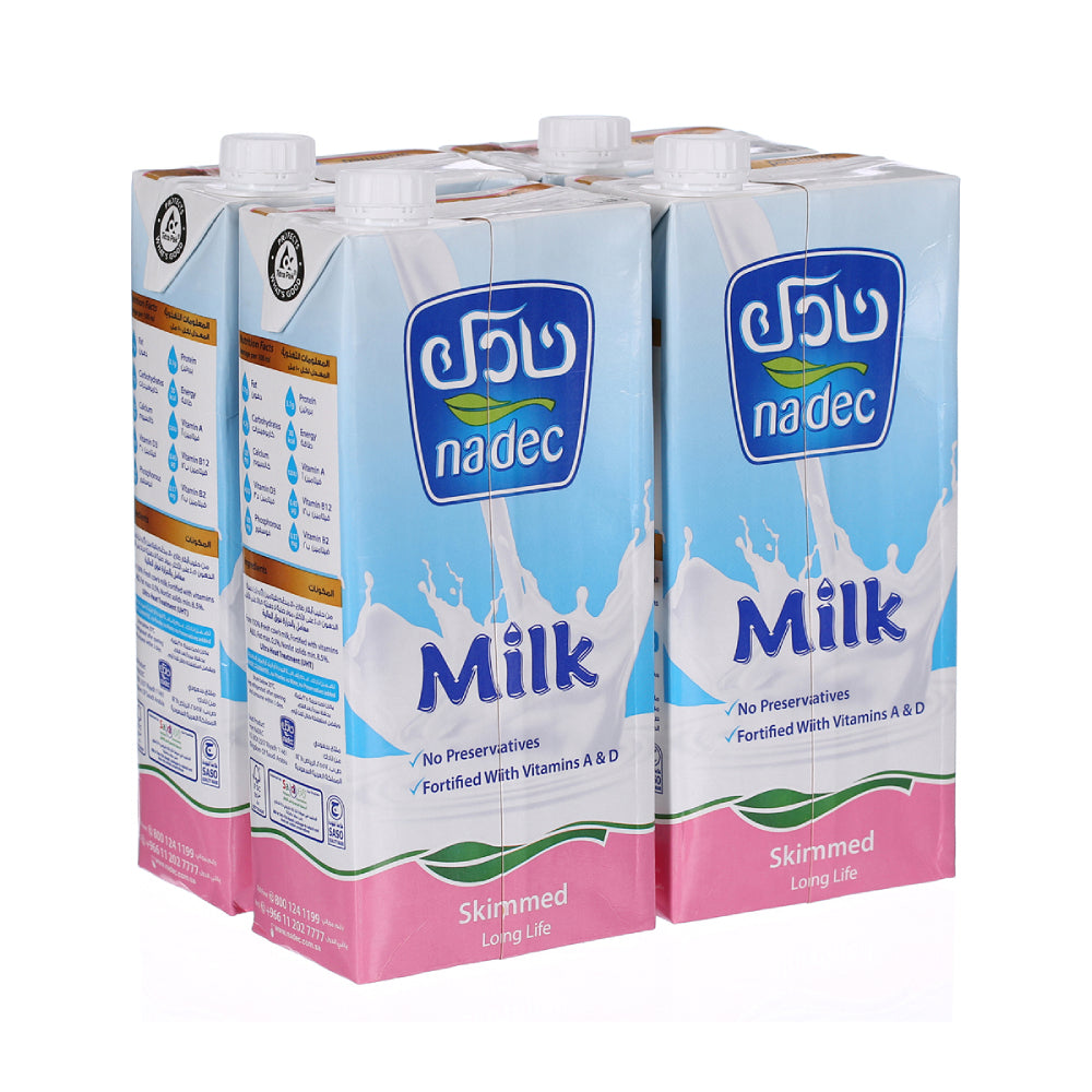 Nadec Skimmed Long Life Milk 4x1L