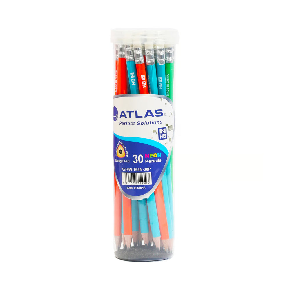 Atlas HB 2 Neon Pencil With Eraser 30 Pieces