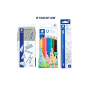 Staedtler Norica HB 2 Pencil + Colour Pencil 12 Pieces + Mathematical Set