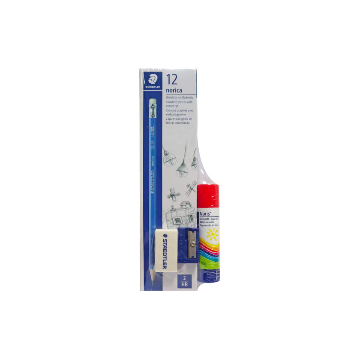Staedtler Norica HB 2 Pencil with Glue Stick Eraser and Sharpener