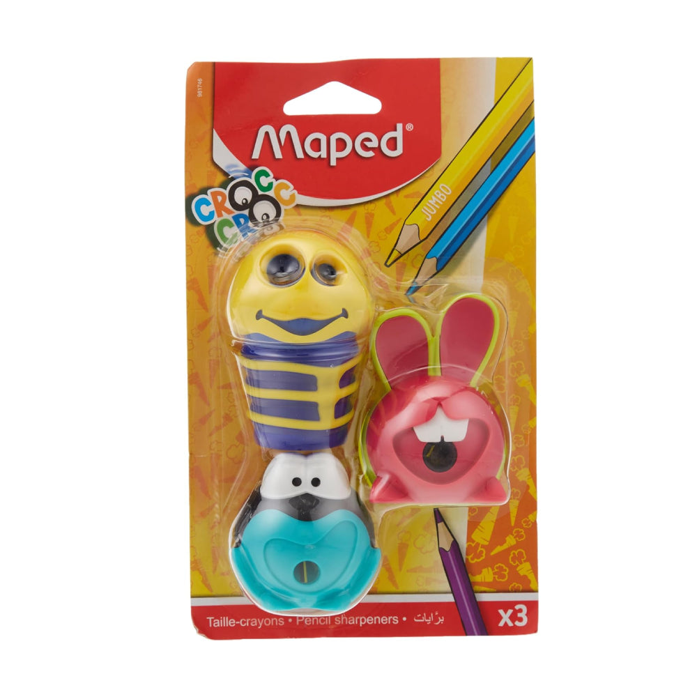 Maped Croc Croc Signal Innovation Pencil Sharpener 3 Pieces